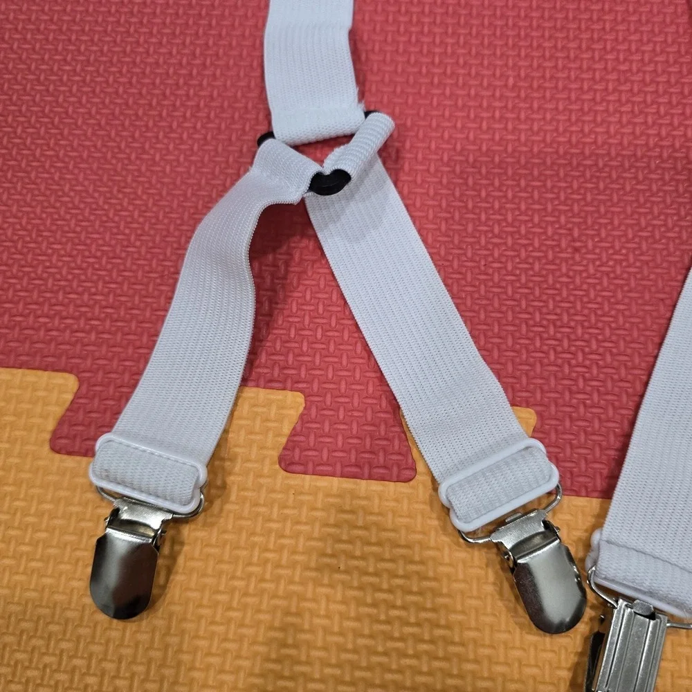White Elastic Bed Sheet Straps‎ - Adjustable Corner Clips Grippers Fasteners